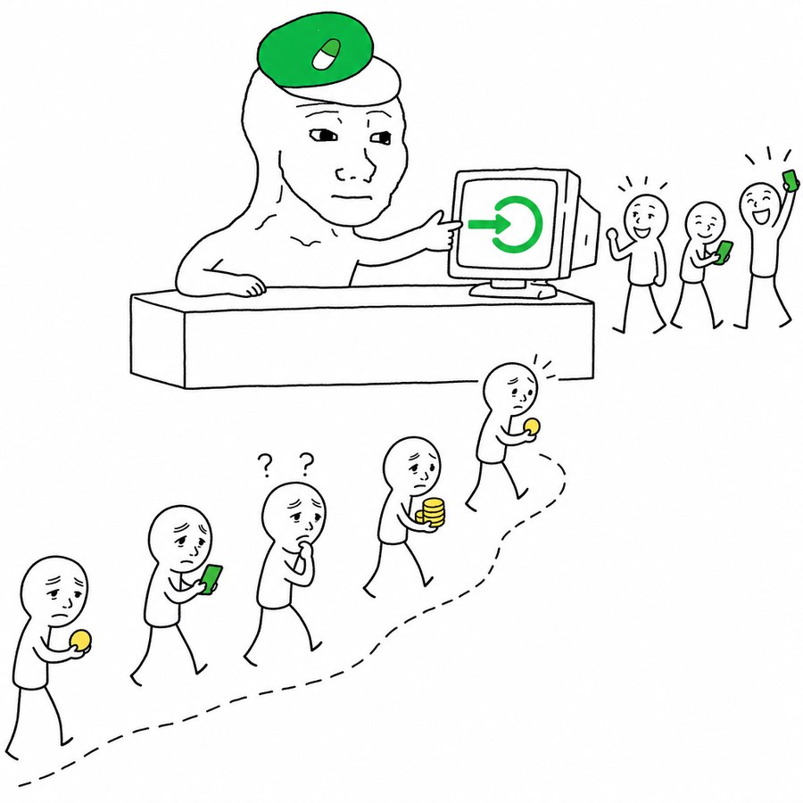 THE ONBOARDOOOR at his desk, onboarding a line of confused people